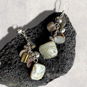 MOONSTONE SEASHELL DANGLE STONE GEMS BEADED DANGLE HOOK EARRINGS HEALING STONES